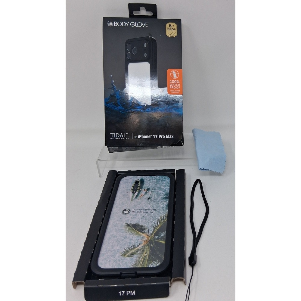 Body Glove Tidal Waterproof Case for iPhone 17 Pro Max Black IP69K 6ft Drop Test